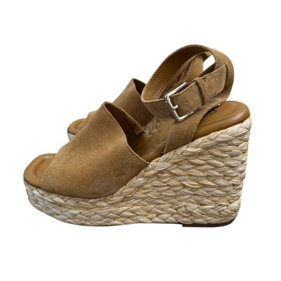 Marc Fisher Nelly Ankle Strap Espadrille Platform Wedge Brown/Tan Sandals – 9.5M - Picture 2 of 5